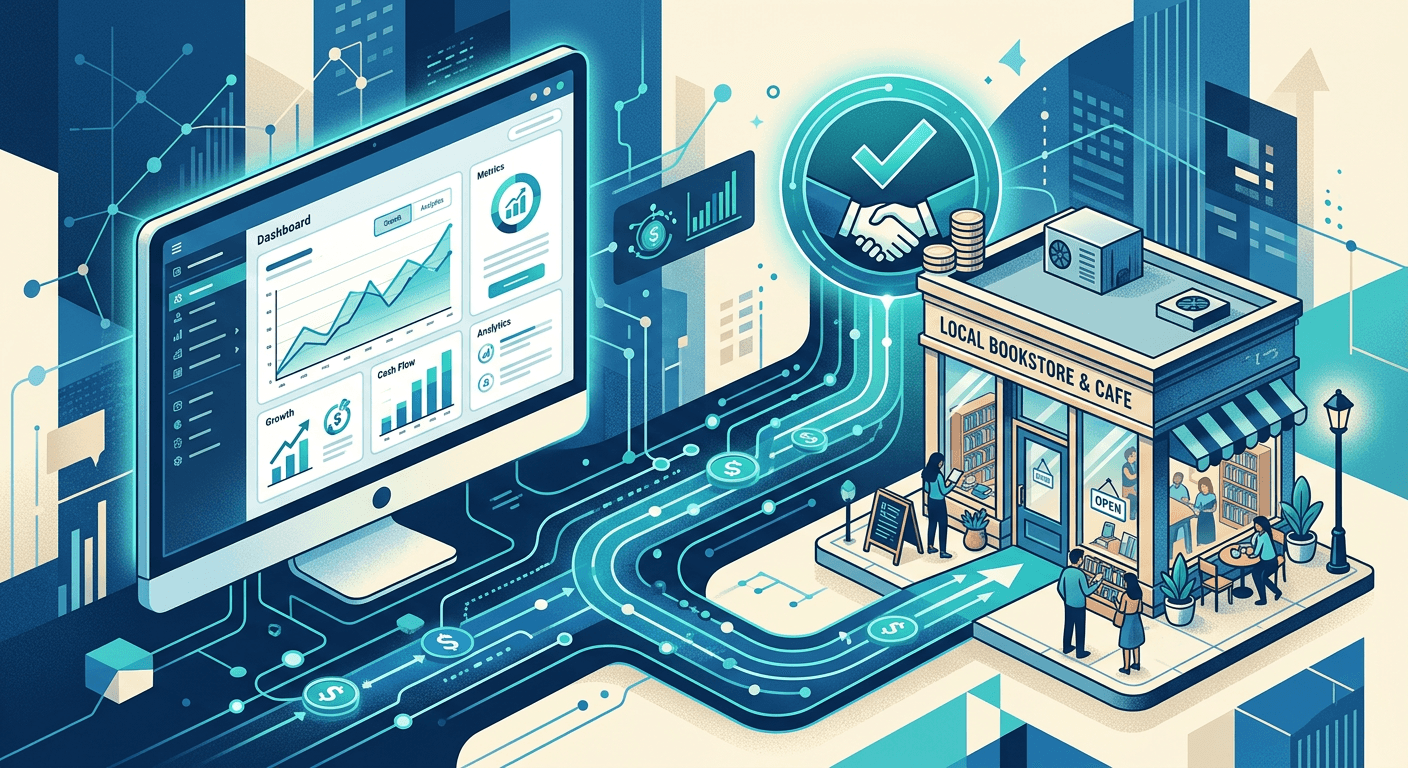 Abstract embedded lending network connecting a software platform with business financing