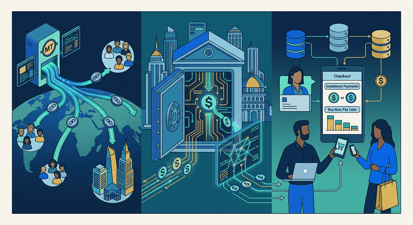 Bank core connecting a digital dollar to real-time settlement and cross-border payment rails